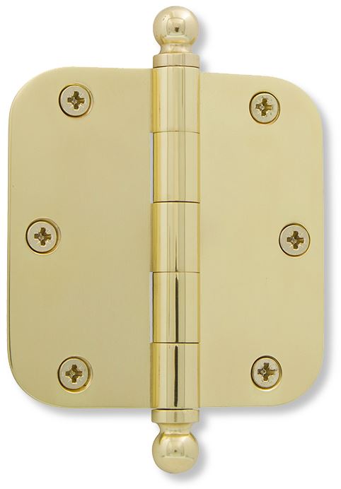 3.5 inch polished brass hinge with radius